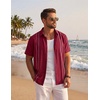 image:imageCOOFANDY Mens Cuban Guayabera Shirts Button Down Short Sleeve Linen ShirtRed