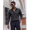 image:imageCOOFANDY Mens Dress Shirts Long Sleeve Casual Button Down Shirt Solid Regular Fit Formal Business ShirtsBlackwhite Geometry