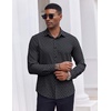 image:imageCOOFANDY Mens Dress Shirts Long Sleeve Casual Button Down Shirt Solid Regular Fit Formal Business ShirtsBlackwhite Geometry