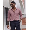 image:imageCOOFANDY Mens Dress Shirts Long Sleeve Casual Button Down Shirt Solid Regular Fit Formal Business ShirtsLotus Pink