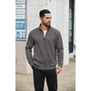 image:imageCOOFANDY Mens Full Zip Fleece Sweatshirt Lined Stand Collar Sweater JacketDark Grey