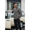 image:imageCOOFANDY Mens Full Zip Fleece Sweatshirt Lined Stand Collar Sweater JacketDark Grey