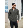 image:imageCOOFANDY Mens Full Zip Fleece Sweatshirt Lined Stand Collar Sweater JacketGreen Loden