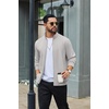 image:imageCOOFANDY Mens Full Zip Fleece Sweatshirt Lined Stand Collar Sweater JacketLight Grey