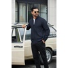 image:imageCOOFANDY Mens Full Zip Fleece Sweatshirt Lined Stand Collar Sweater JacketNavy Blue