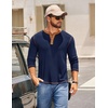 image:imageCOOFANDY Mens Henley Shirts Long Sleeve Button TShirt Casual Pullover Basic TeeMidnight Blue