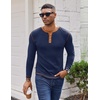image:imageCOOFANDY Mens Henley Shirts Long Sleeve Button TShirt Casual Pullover Basic TeeMidnight Blue