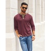 image:imageCOOFANDY Mens Henley Shirts Long Sleeve Button TShirt Casual Pullover Basic TeeRrick Red