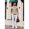 image:imageCOOFANDY Mens Knit Polo Long Sleeve Polos Sweater Causal Collared SweatersKhaki