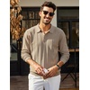 image:imageCOOFANDY Mens Knit Polo Long Sleeve Polos Sweater Causal Collared SweatersKhaki