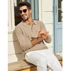 image:imageCOOFANDY Mens Knit Polo Long Sleeve Polos Sweater Causal Collared SweatersKhaki