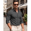 image:imageCOOFANDY Mens Stretch Dress Shirts Muscle Fit Wrinkle Free Long Sleeve Button Down Shirt Business Casual ShirtsDark Grey