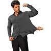 image:imageCOOFANDY Mens Stretch Dress Shirts Muscle Fit Wrinkle Free Long Sleeve Button Down Shirt Business Casual ShirtsDark Grey