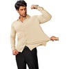 image:imageCOOFANDY Mens Stretch Dress Shirts Muscle Fit Wrinkle Free Long Sleeve Button Down Shirt Business Casual ShirtsLight Khaki