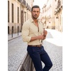 image:imageCOOFANDY Mens Stretch Dress Shirts Muscle Fit Wrinkle Free Long Sleeve Button Down Shirt Business Casual ShirtsLight Khaki