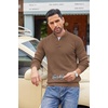 image:imageCOOFANDY Mens Sweater Long Sleeve Henley Quarter Button Dress SweaterssCamel