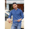 image:imageCOOFANDY Mens Sweater Long Sleeve Henley Quarter Button Dress SweaterssClassic Blue