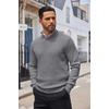 image:imageCOOFANDY Mens Sweater Long Sleeve Henley Quarter Button Dress SweaterssGrey