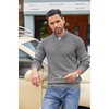 image:imageCOOFANDY Mens Sweater Long Sleeve Henley Quarter Button Dress SweaterssGrey