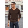 image:imageCOOFANDY Mens Wool Blend V Neck Sweater Long Sleeve Knit PulloverBrown