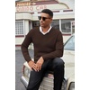 image:imageCOOFANDY Mens Wool Blend V Neck Sweater Long Sleeve Knit PulloverBrown