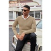 image:imageCOOFANDY Mens Wool Blend V Neck Sweater Long Sleeve Knit PulloverKhaki