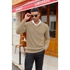 image:imageCOOFANDY Mens Wool Blend V Neck Sweater Long Sleeve Knit PulloverKhaki