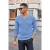 image:imageCOOFANDY Mens Wool Blend V Neck Sweater Long Sleeve Knit PulloverLight Blue
