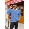 image:imageCOOFANDY Mens Wool Blend V Neck Sweater Long Sleeve Knit PulloverLight Blue