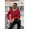 image:imageCOOFANDY Mens Wool Blend V Neck Sweater Long Sleeve Knit PulloverRed