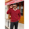 image:imageCOOFANDY Mens Wool Blend V Neck Sweater Long Sleeve Knit PulloverRed
