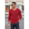image:imageCOOFANDY Mens Wool Blend V Neck Sweater Long Sleeve Knit PulloverRed