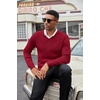 image:imageCOOFANDY Mens Wool Blend V Neck Sweater Long Sleeve Knit PulloverWine Red