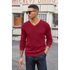 image:imageCOOFANDY Mens Wool Blend V Neck Sweater Long Sleeve Knit PulloverWine Red