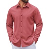 image:imageCOOFANDY Mens Casual Button Down Long Sleeve Untucked Denim Dress ShirtRed