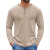 image:imageCOOFANDY Mens Henley Shirts Long Sleeve Button TShirt Casual Pullover Basic TeeLight Khaki