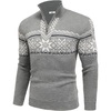 image:imageCOOFANDY Mens Quarter Zip Pullover Sweater Casual Zip Up Polo Sweater KnitLight Grey and White Snowflake