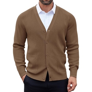 image:imageCOOFANDY Mens Cardigan Sweaters with Button Lightweight Casual V Neck Long Sleeve Pockets Knitted SweaterAshy Brown