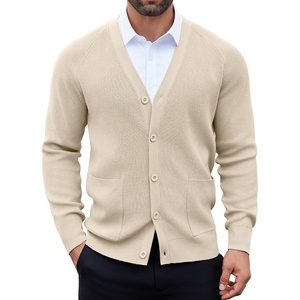 image:imageCOOFANDY Mens Cardigan Sweaters with Button Lightweight Casual V Neck Long Sleeve Pockets Knitted SweaterCream