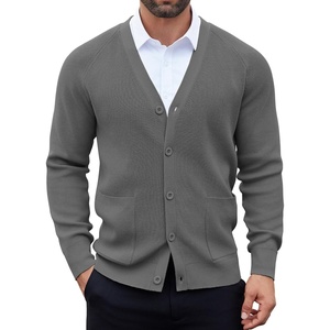 image:imageCOOFANDY Mens Cardigan Sweaters with Button Lightweight Casual V Neck Long Sleeve Pockets Knitted SweaterDark Grey