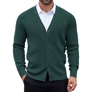 image:imageCOOFANDY Mens Cardigan Sweaters with Button Lightweight Casual V Neck Long Sleeve Pockets Knitted SweaterGreen