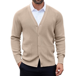 image:imageCOOFANDY Mens Cardigan Sweaters with Button Lightweight Casual V Neck Long Sleeve Pockets Knitted SweaterKahki