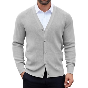 image:imageCOOFANDY Mens Cardigan Sweaters with Button Lightweight Casual V Neck Long Sleeve Pockets Knitted SweaterLight Grey
