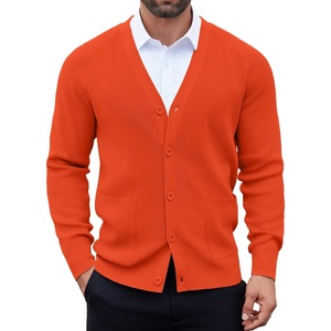 image:imageCOOFANDY Mens Cardigan Sweaters with Button Lightweight Casual V Neck Long Sleeve Pockets Knitted SweaterOrange