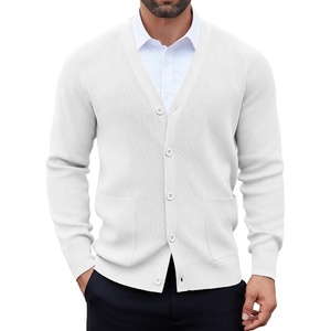 image:imageCOOFANDY Mens Cardigan Sweaters with Button Lightweight Casual V Neck Long Sleeve Pockets Knitted SweaterWhite