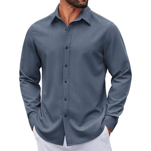 image:imageCOOFANDY Mens Casual Button Down Long Sleeve Untucked Denim Dress ShirtDark Blue