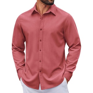 image:imageCOOFANDY Mens Casual Button Down Long Sleeve Untucked Denim Dress ShirtRed