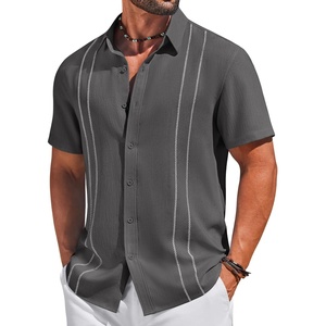 image:imageCOOFANDY Mens Cuban Guayabera Shirts Button Down Short Sleeve Linen ShirtDark Grey