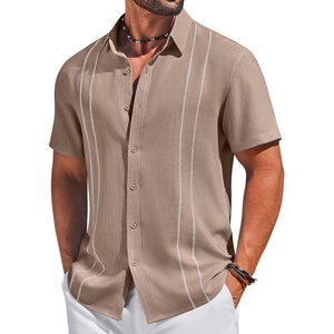 image:imageCOOFANDY Mens Cuban Guayabera Shirts Button Down Short Sleeve Linen ShirtKhaki