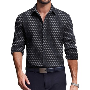 image:imageCOOFANDY Mens Dress Shirts Long Sleeve Casual Button Down Shirt Solid Regular Fit Formal Business ShirtsBlackwhite Geometry